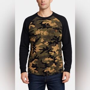 Polo Ralph Lauren Camo Thermal Waffle Knit Long Sleeve Raglan Shirt Size L